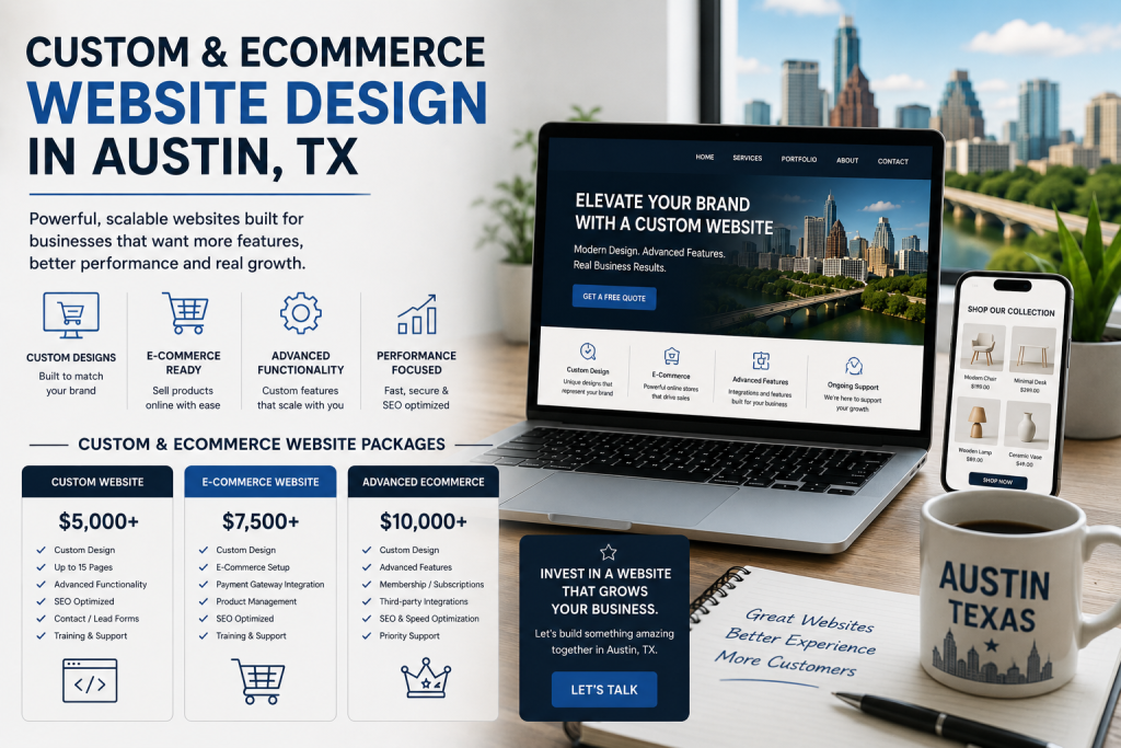 custom ecommerce website design cost in Austin TX